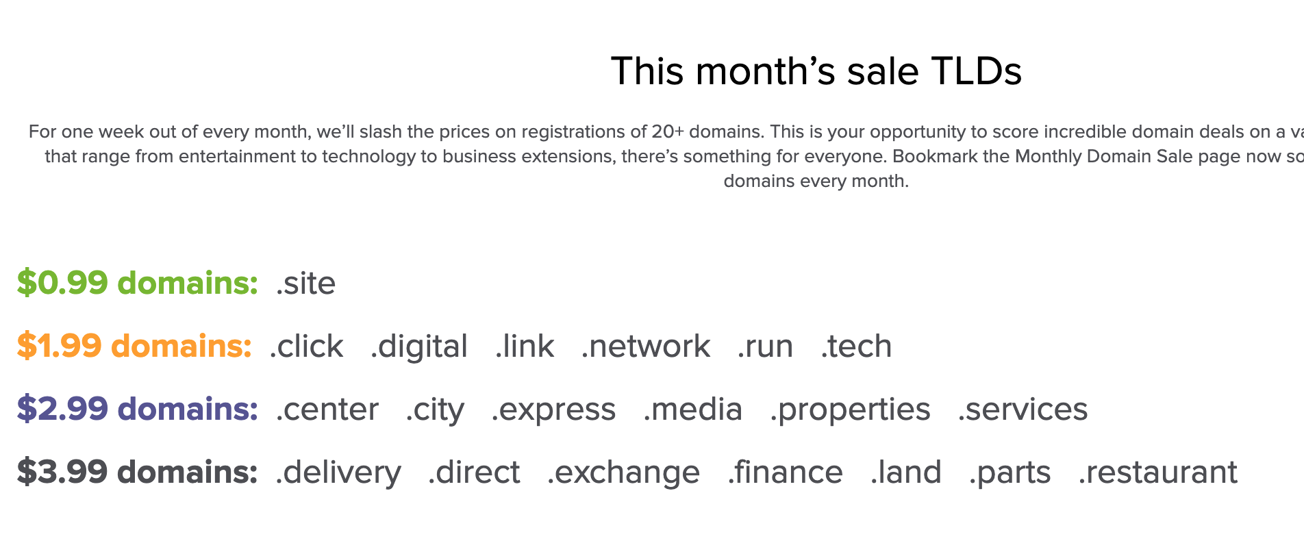 Name.com每月都有特价域名促销
